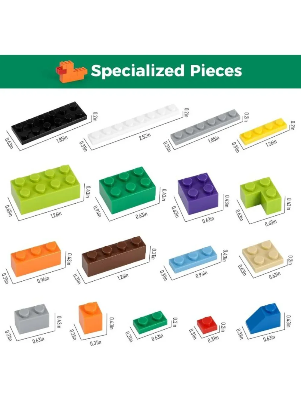 1500 Classic Building Bricks Set - Bulk Small Blocks Compatible with Major